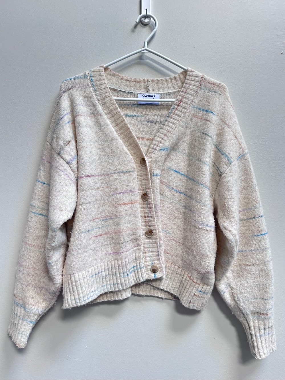 Old Navy Cream V-Neck Button Cardigan Sweater